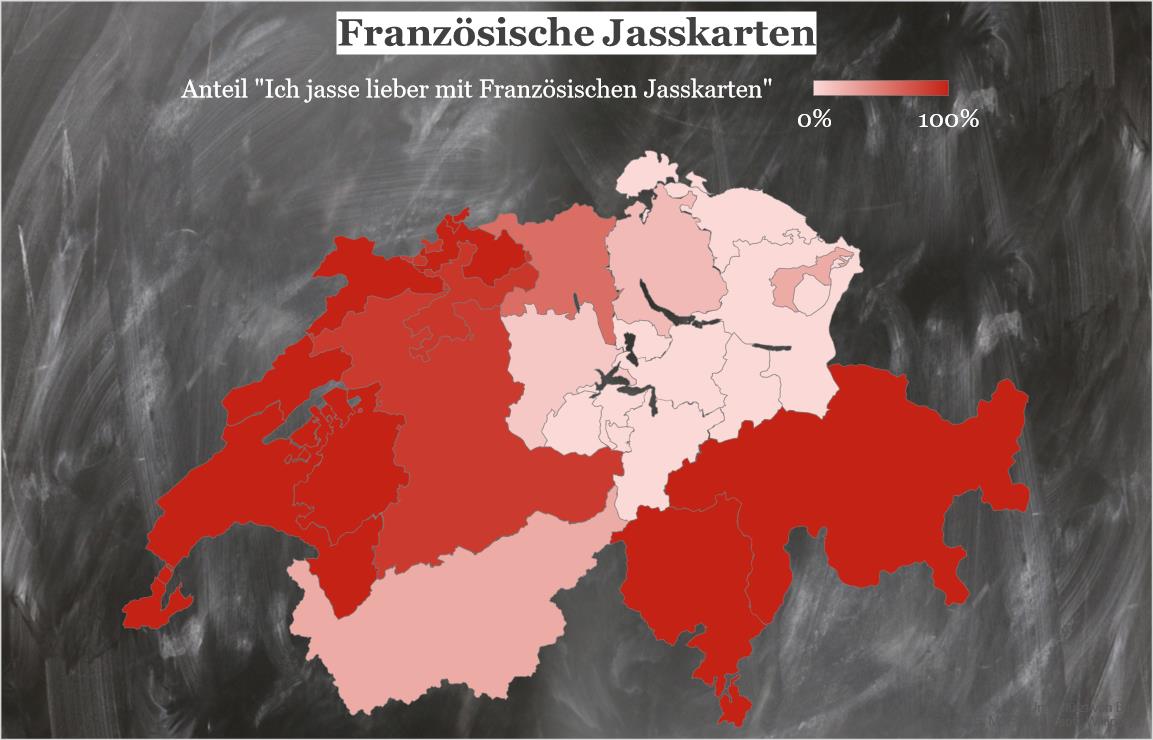 Umfrage Jassgrenze: Bevorzugte Jasskarten französische Jasskarten