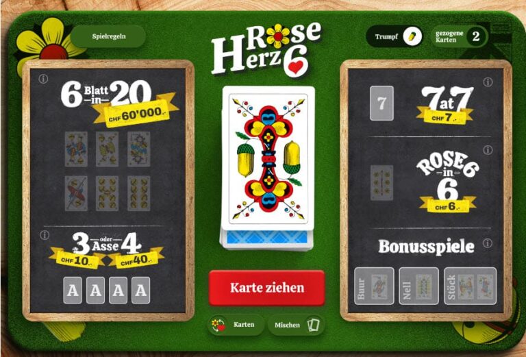 Neues Online-Los "Rose/Herz 6" von Swisslos – Karten aufdecken und bis zu CHF 60'000 gewinnen